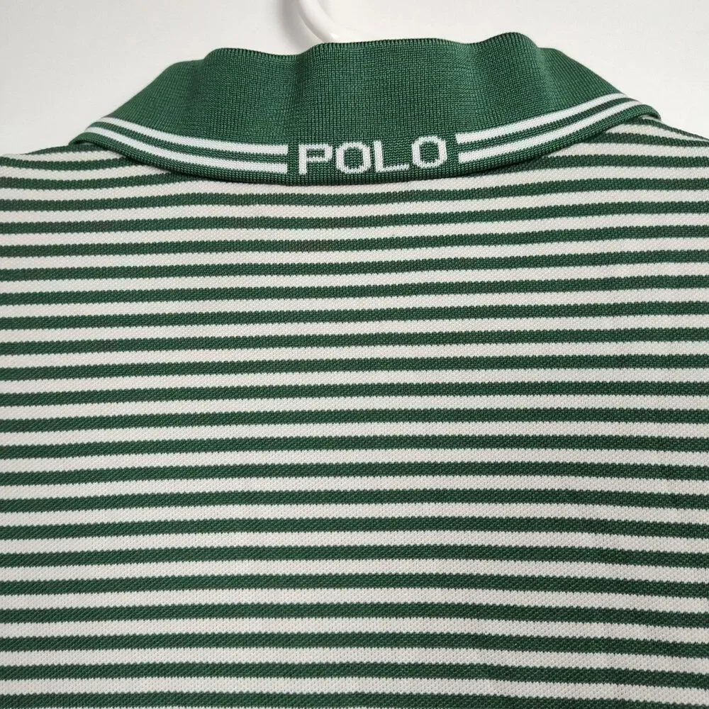 Polo Golf Ralph Lauren Polo Shirt Men's XXL Green/White Stripes Big Pony Pro Fit